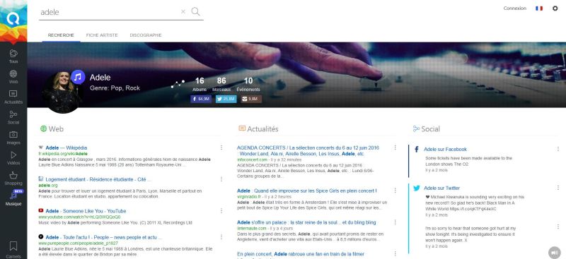Adele sur Qwant